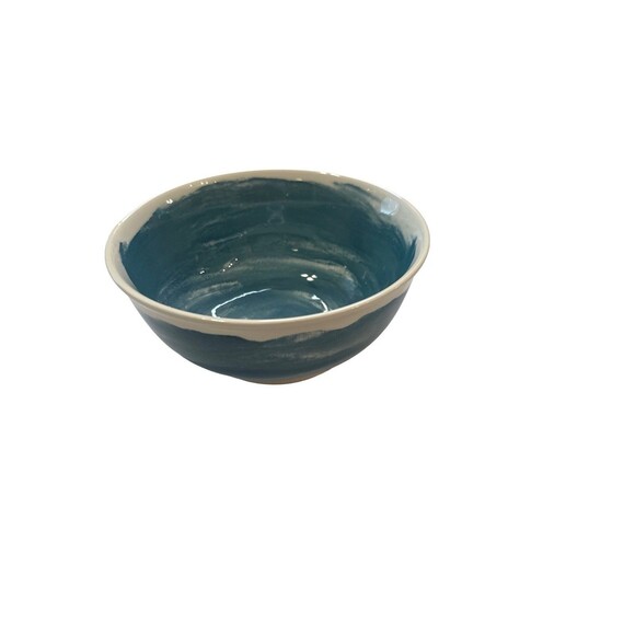 Taper + Vetiver Stoneware Bowl Blue White Watercolor Glaze 6.5” Kitchen Dining - Picture 2 of 12